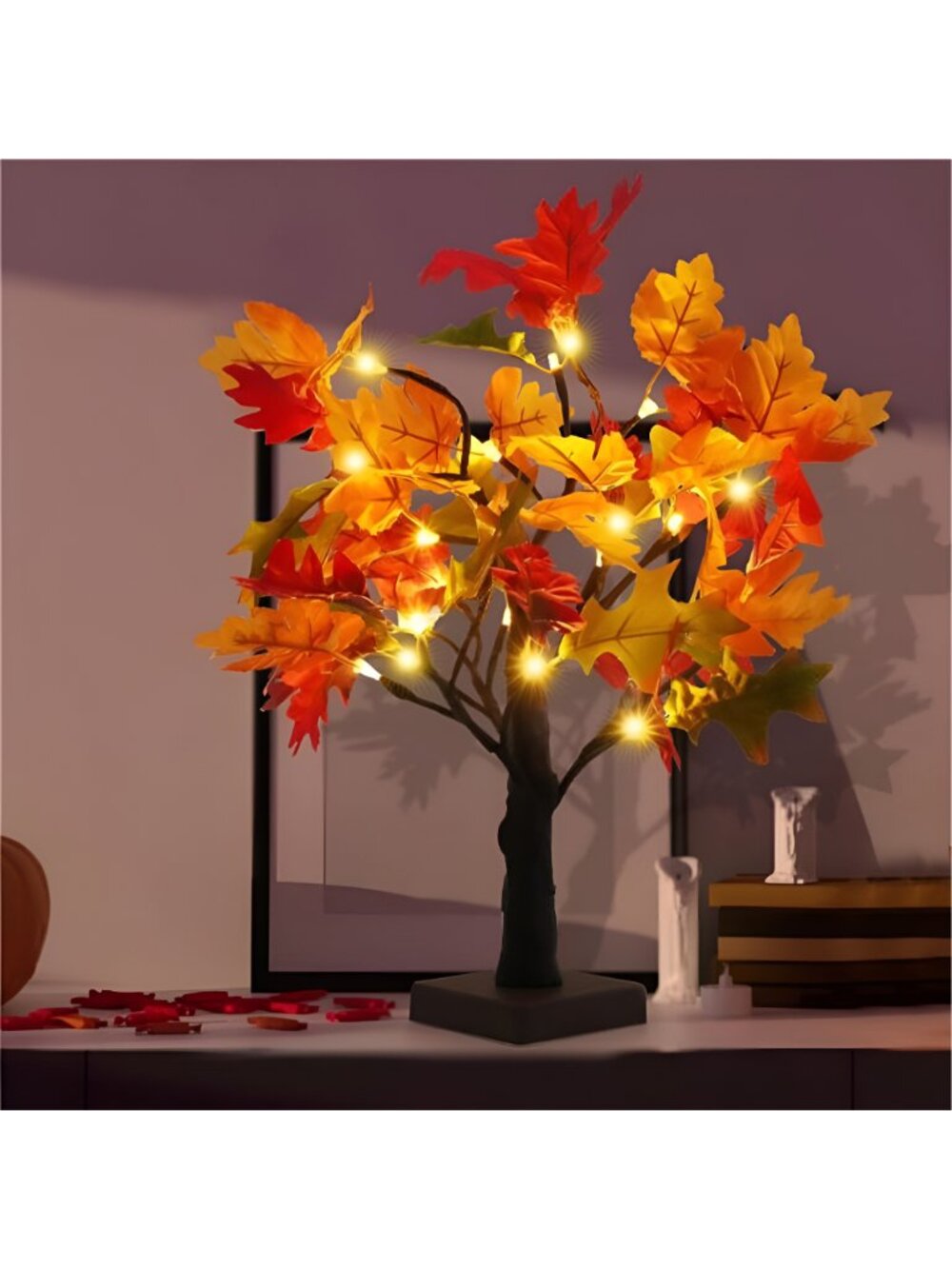 24 LED Fall Lighted Maple Tree Light, Thanksgiving Table Light - Picture 7 of 7
